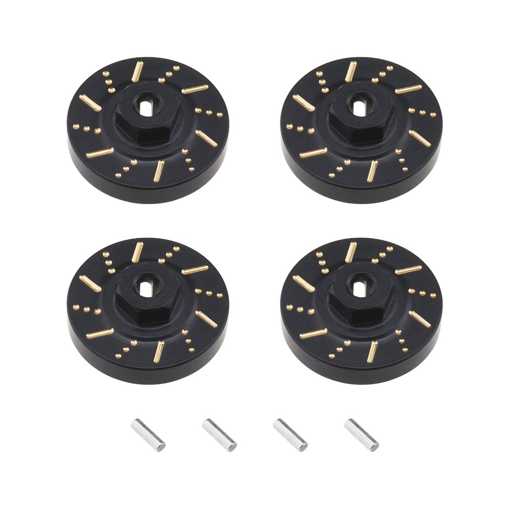 eMagTech 4Pcs Black Wheel Weights Hex Adapter Brass 7 mm Heavy Duty Wheel Hub Spacers Compatible with Axial SCX24 AXI90081 AXI00001 AXI00002 AXI00005 1/24 RC Crawler Car