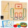 2Pack Wooden Geoboard,Montessori Toy,Graphical Mathematical Education Toy for Kids with Pattern Cards and Rubber Bands to Figures and Shapes, Brain Teaser STEM Toy Geo Board. view 1