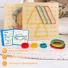 2Pack Wooden Geoboard,Montessori Toy,Graphical Mathematical Education Toy for Kids with Pattern Cards and Rubber Bands to Figures and Shapes, Brain Teaser STEM Toy Geo Board. view 4