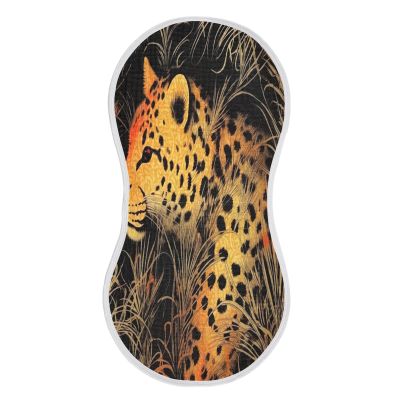 Haskirky 2 Pack Beautiful Leopard Baby Burp Cloths Set,Soft Absorbent Burpy Cloth Bib Waterproof Milk Spit Up Rags Cotton Burp Clothes for Newborn Boys Girls,22 x 11 Inch