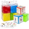 BOHEMIABY Foam Dice for Classroom, 4Pcs 3.9 Inch Large Squishy Dice for Kids - Story Cubes with 24 Theme Cards, Blank Dry Erase Dice for Teachers, Math Manipulatives, Story Telling, Learning Games view 1