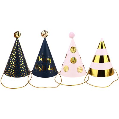 ABOOFAN 4pcs Paper Birthday Party Hat for Boys Girls Glitter Hat Boys Birthday Party Decorations
