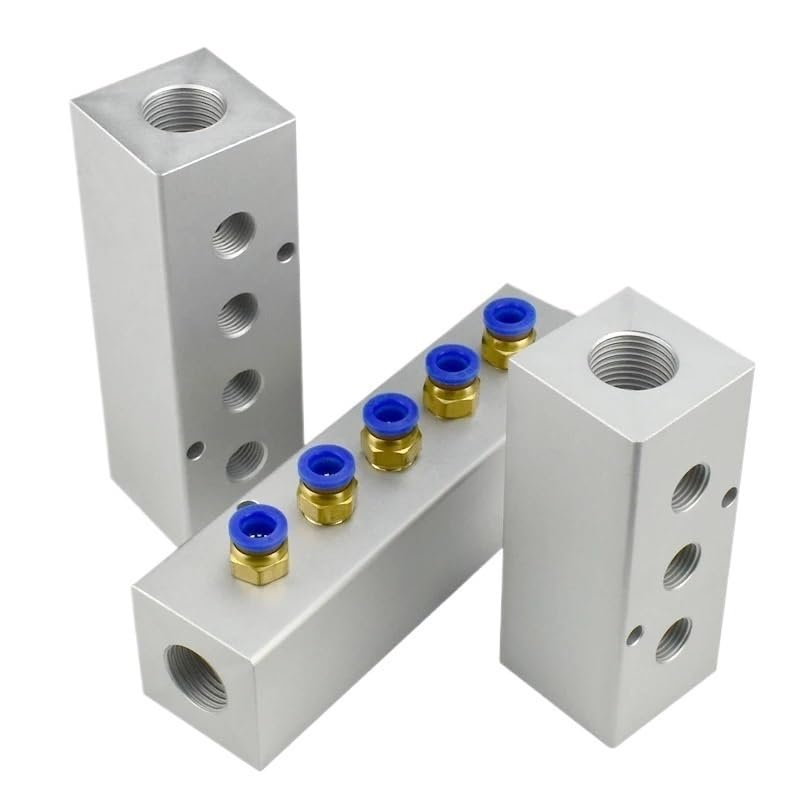 40x40 Thickened G1/2 to G1/4 Split Teeth Exhaust Source Oil Water Distribution Shunt Block Straight-Through (Color : 6 Way (25mm))