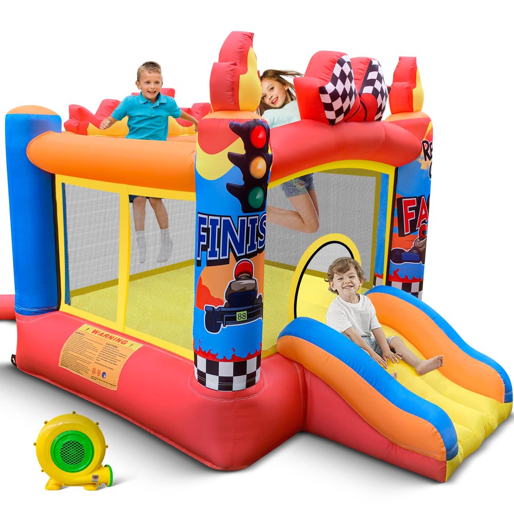 Culaluva Inflatable Bounce House: Bouncy Castle 2-in-1 with Slide for Kids Aged 3-6 - with 370W Blower & Storage Bag - Indoor Outdoor Play