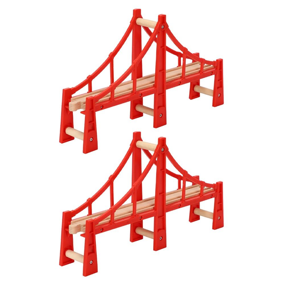 2pcs Track Train Bridge Toy Bridges Railway Expansion Accessories Toys for Boys Train Expansion Accessories Boy Toys s Cross Wooden Child, 31.00X19.00X4.00CM