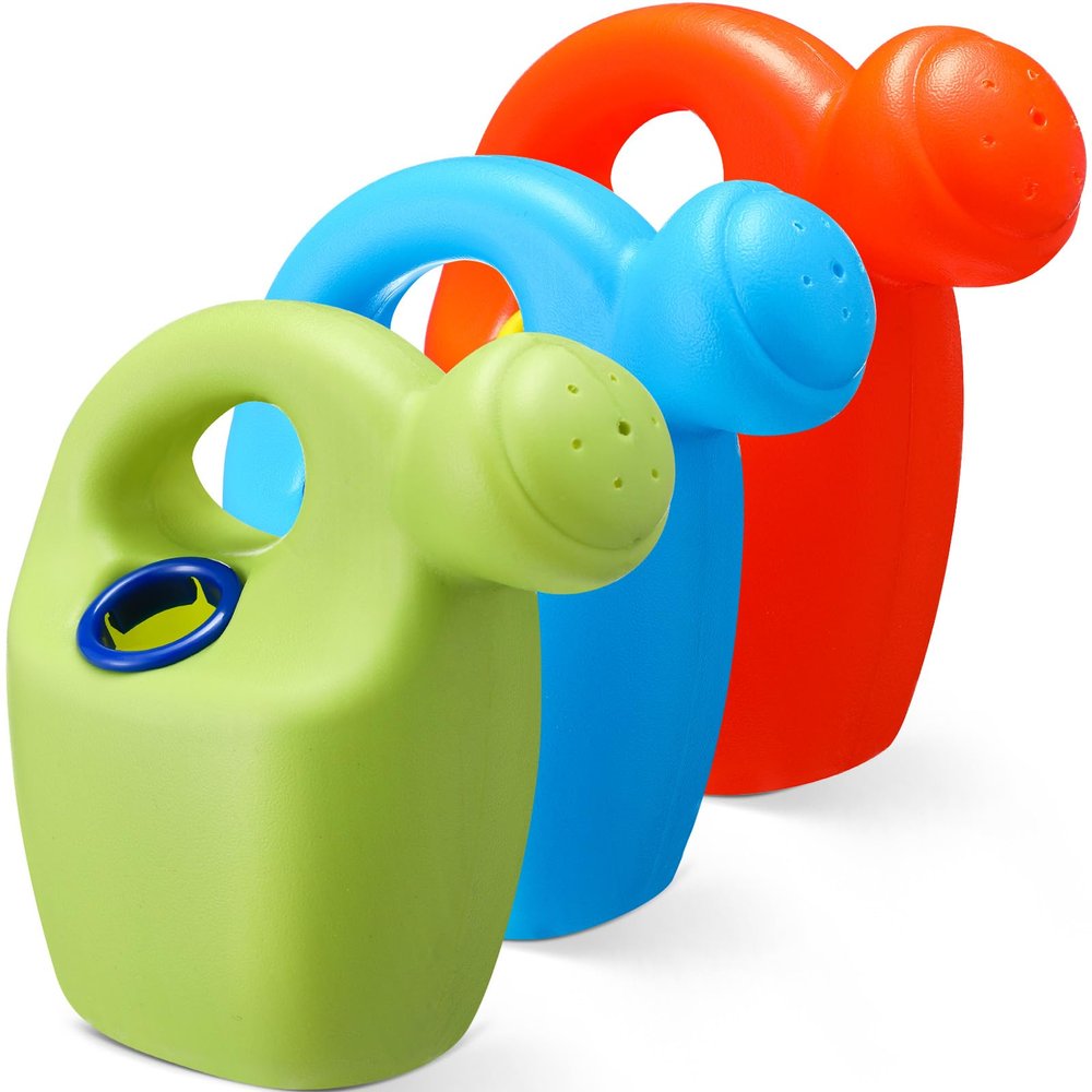 Lunmon 3 Pcs Kids Watering Can Plastic Mini Watering Can Bulk for Child Toddler Flower Garden Sand Beach Toy Garden Tools for Boys Girls End of Year Gifts
