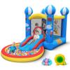 Culaluva Inflatable Bounce House: 4 in 1 Bouncy Castle with Ball Pit & Slide for Kids Age 3-6 with 370 Watt Blower and Storage Bag for Indoor Outdoor Play Oxford Cloth view 1