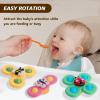 TGXLAK 3PCS Suction Cup Spinner Toys for Babies, Fidget Spinners Sensory Bath Toys 6 12 18 Months, Airplane Car Travel Essential 1-3 Year Old Boy Girl Birthday Gift for Baby view 4