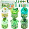 6 Packs Gradient Green Slime Kit - Cloud Butter Clear Slime, Crunchy Slimes for Kids with Various Slime Add-ins, Non Sticky Slimes Party Favors for Girls and Boys view 1