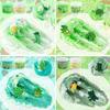 6 Packs Gradient Green Slime Kit - Cloud Butter Clear Slime, Crunchy Slimes for Kids with Various Slime Add-ins, Non Sticky Slimes Party Favors for Girls and Boys view 4