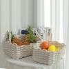Cotton Rope Storage Basket, Woven Cotton Rope Baby Gift Basket, Bathroom Organization Bin with Handle, Hand Knitting Nordic Style Desktop Storage Organizer for Key(30x22x14cm/11.8x8.7x5.5in-White) view 2