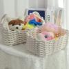 Cotton Rope Storage Basket, Woven Cotton Rope Baby Gift Basket, Bathroom Organization Bin with Handle, Hand Knitting Nordic Style Desktop Storage Organizer for Key(30x22x14cm/11.8x8.7x5.5in-White) view 3