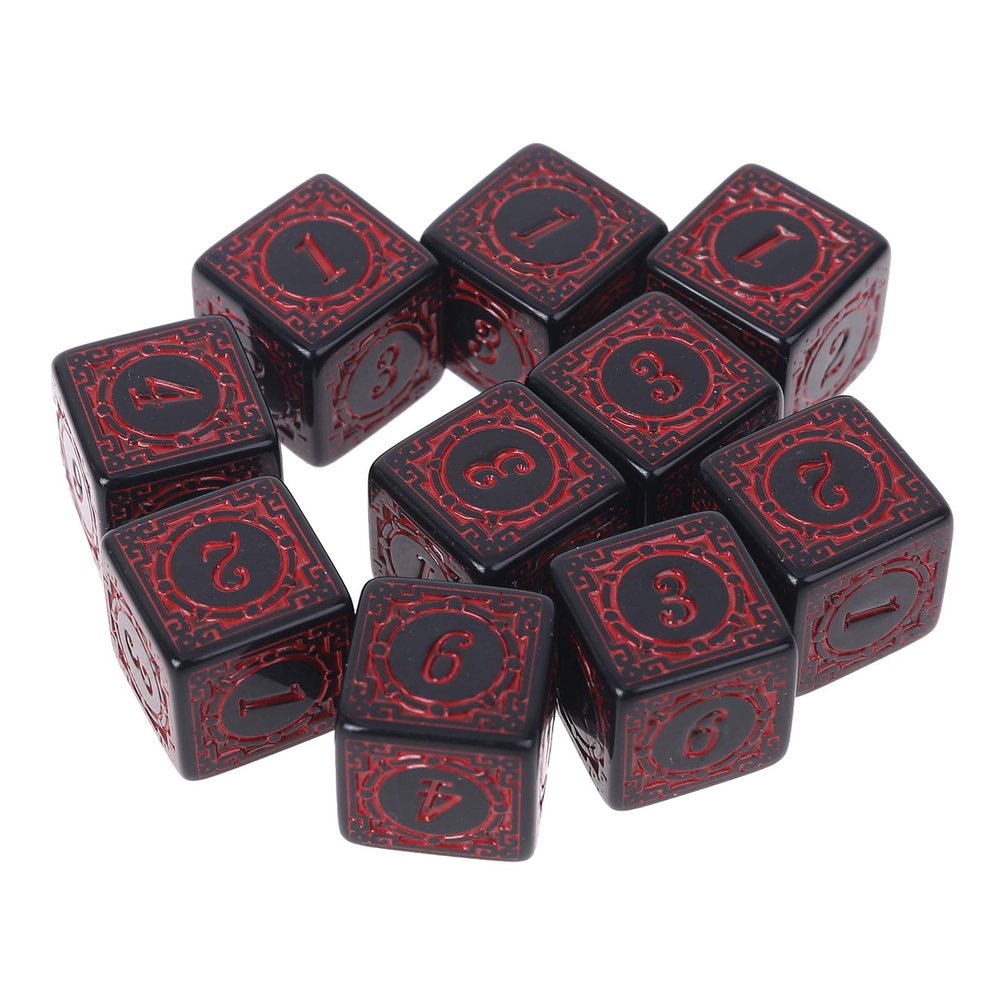 DGFJY 10 Pcs Square Edged Six Sided Dices Role Playing Game Dices Math Counting Teaching Tool for Board Game Bar Party Dice Games for Adults and Families