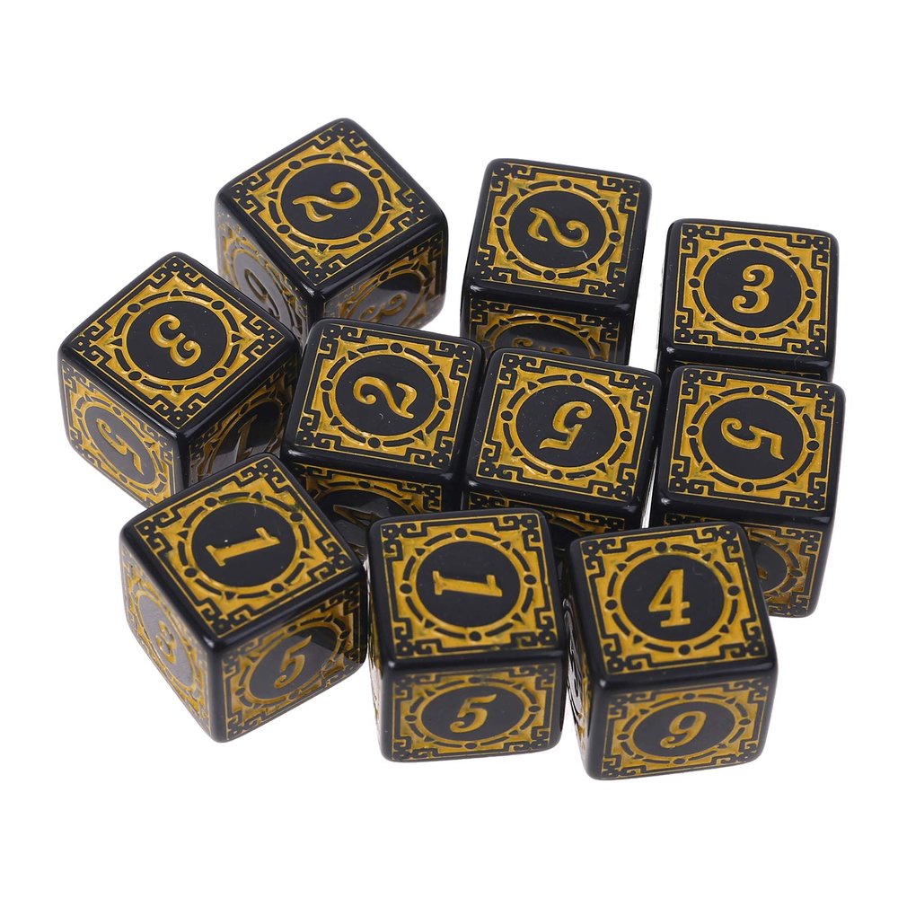 DGFJY 10 Pcs Square Edged Six Sided Dices Role Playing Game Dices Math Counting Teaching Tool for Board Game Bar Party Dice Games for Adults and Families, Yellow