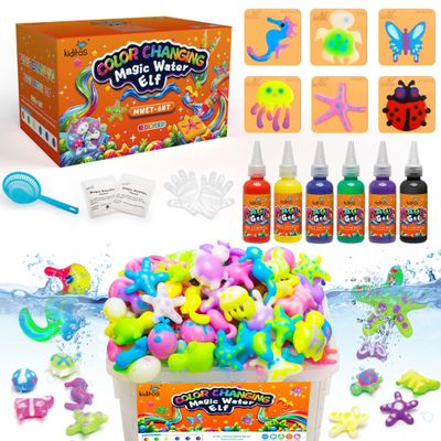 Kiditos Color Changing Magic Water Elf Toy Kit, Magic Aqua Fairy Water Gel Kit with 6 Color Changing Gels and 6 Molds. Christmas Gifts, Birthday Gifts, Party Favors, Arts&Crafts DIY STEM Kits for Kids