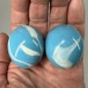 Big Game Toys 2 BOULDERS 35mm Neptune Marbles Glass Blue/White Large Huge Swirl view 3