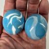 Big Game Toys 2 BOULDERS 35mm Neptune Marbles Glass Blue/White Large Huge Swirl view 4