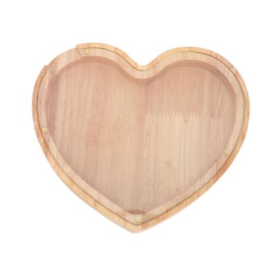 Abaodam Creative Heart Shaped Coin Bank Unique Wooden Savings Jar with Window for Easy Viewing Chic Tabletop Decoration for Home Gift Giving Brown
