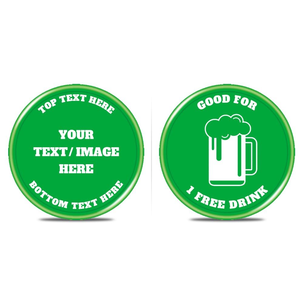 200 PCS Personalized Plastic Poker Chips, Full Color Print Your Logo and Text on The Chip, Good for Drink Tokens, Poker Card Game (Green)