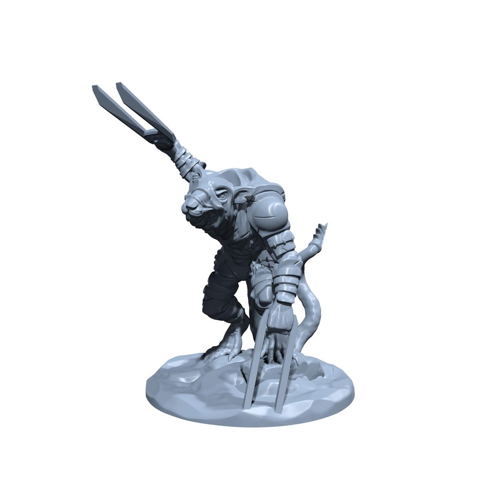 ToysCentral Basics Squeeksnarl, The Filth Fang | Wererat | Rat Folk Miniature for Tabletop Games Like D&D and War Gaming Large (Normal Size), Gray, 02R002-01