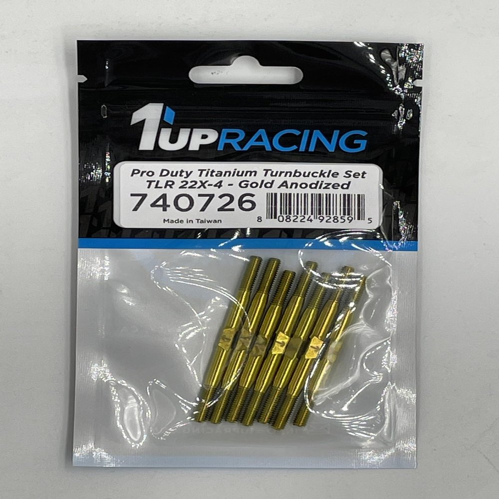 1UP740726 1up Racing Pro Duty Titanium Turnbuckles - TLR 22X-4 Gold