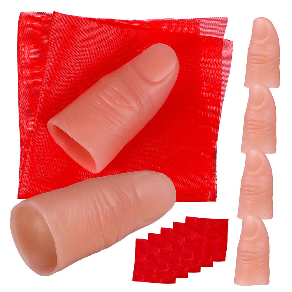 Abaodam 6sets Props Realistic Simulation Finger Cots Silk Scarves for Stage Performance for Parties and Entertainment