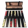 Large Travel Backgammon set in PU Case | Fold-out leather 38cm board | Lightweight 1100g view 1