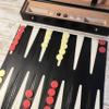 Large Travel Backgammon set in PU Case | Fold-out leather 38cm board | Lightweight 1100g view 3