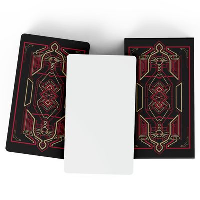 Blank Oracle Cards, Set of 2 Decks - Make Your Own Oracle Cards and Tarot Decks - 80 Cards per Box / 160 Cards Total / 2.75" x 4.75" - Sacred Geometry Design with Metallic Gold Foil (Red)
