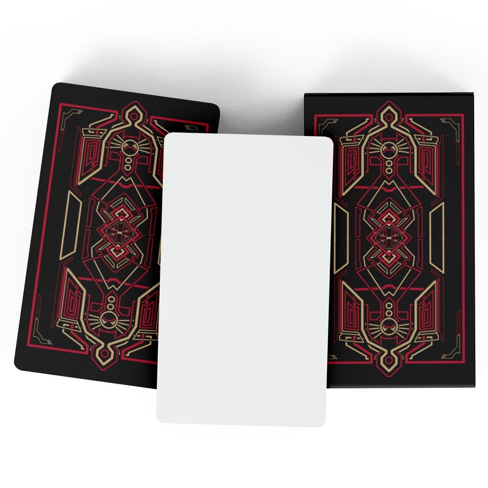Blank Oracle Cards, Set of 2 Decks - Make Your Own Oracle Cards and Tarot Decks - 80 Cards per Box / 160 Cards Total / 2.75" x 4.75" - Sacred Geometry Design with Metallic Gold Foil (Red)