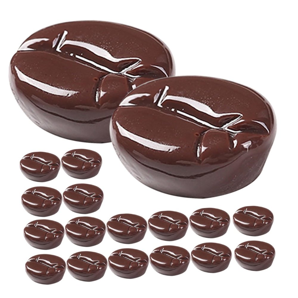 FAVOMOTO 25pcs Lifelike Artificial Coffee Beans Decor for Creative Projects Photography Props and Home Kitchen Enhancement Realistic Faux Resin Coffee Beans