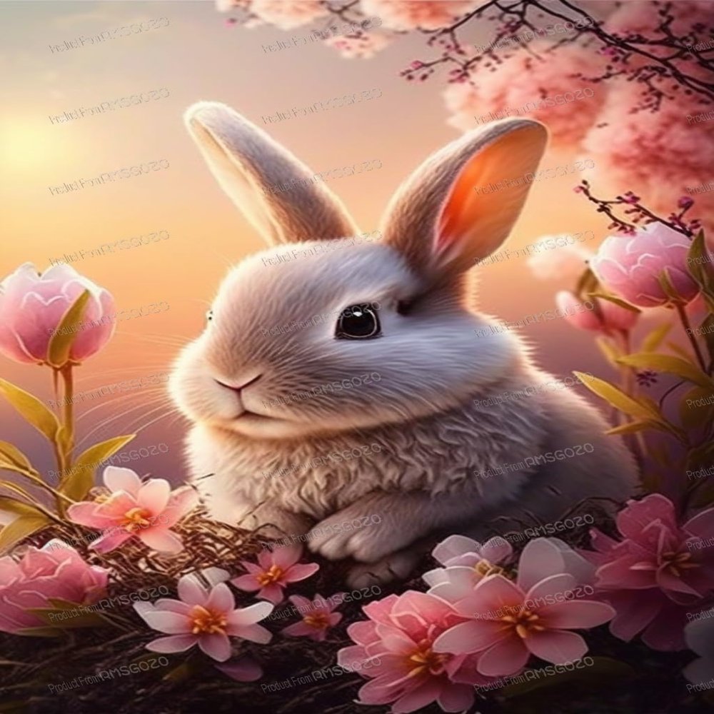1000 Piece Wooden Puzzles - Pink Floral Bunny - Jigsaw Puzzles for Adults Kids, Each Piece is Unique, Perfect Family Leisure Toys & Gifts - Puzzles Entertainment Collectibles