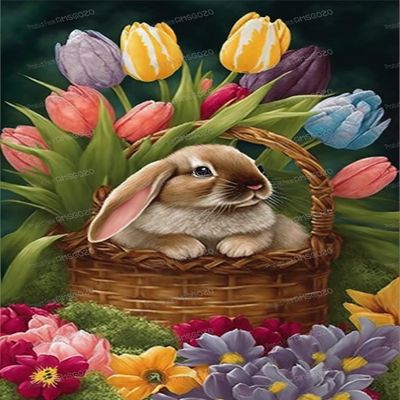 500 Piece Wooden Puzzles for Adults & Kids- Colorful Flower Basket Bunny - Leisure Toys for All - Best Gift for Birthday Party - Stress-Free Starter Puzzle for Beginners