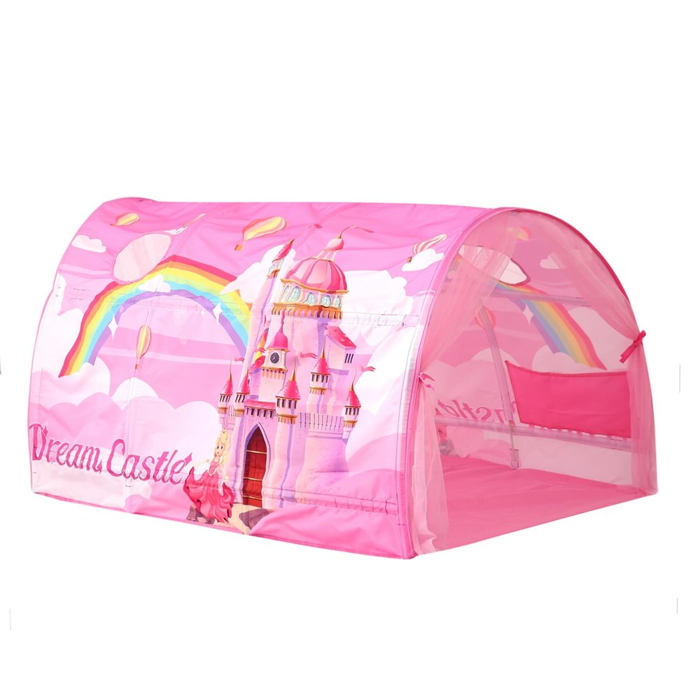 CRAWLBO Kids Bed Tent Twin Beds -Cartoons Wonder Play Tents Boys Girls Ventilated Indoor Play Tent Children Promotes Independent Play, Stimulates Imagination Set-Up Playhouse (Castle