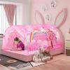 CRAWLBO Kids Bed Tent Twin Beds -Cartoons Wonder Play Tents Boys Girls Ventilated Indoor Play Tent Children Promotes Independent Play, Stimulates Imagination Set-Up Playhouse (Castle view 3