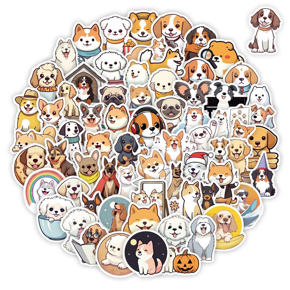 100 Pcs Cute Dog Stickers for Kids Puppy Stickers for Water Bottle Laptop, Dog Decor & Party Favors for Boys Girls, Waterproof Dogs Sticker Pack