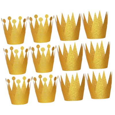 Alipis 12pcs Crown-shaped Birthday Hats for Boys and Girls Glittery Headdresses for Celebrations Fun Party Supplies for Memorable Birthday Memories