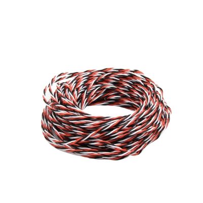 RAHBI 20M 22AWG 26awg 30/60 Core 3 Way Twist Servo Extension Cable JR Futaba Twisted Wire Lead for RC Airplane Accessories Leisurely (Color : White Black Red-20 Meters, Size : 22AWG)