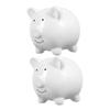 Abaodam 2pcs Adorable Ceramic Piggy Bank for Creative Money Pot for Saving Coins Cute Desktop Decor White Pig Shape view 1
