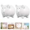 Abaodam 2pcs Adorable Ceramic Piggy Bank for Creative Money Pot for Saving Coins Cute Desktop Decor White Pig Shape view 2