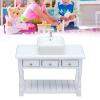 1:12 Ceramic Dollhouse Bathroom Furniture, Durable White Wash Basin Table Set, Suitable for Doll Houses, Room Boxes and House Models view 4