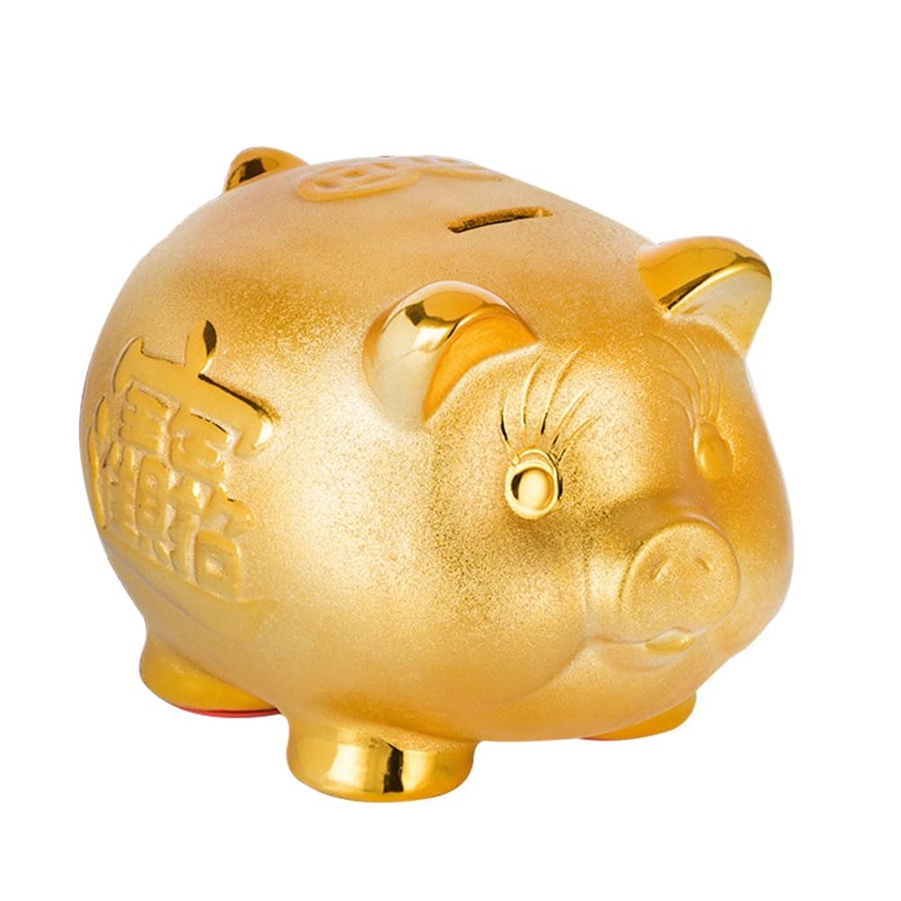Abaodam 7'' Coin Piggy Bank Ceramic Money Box Creative Saving Pot for Boys and Girls Fun Decorative Pig