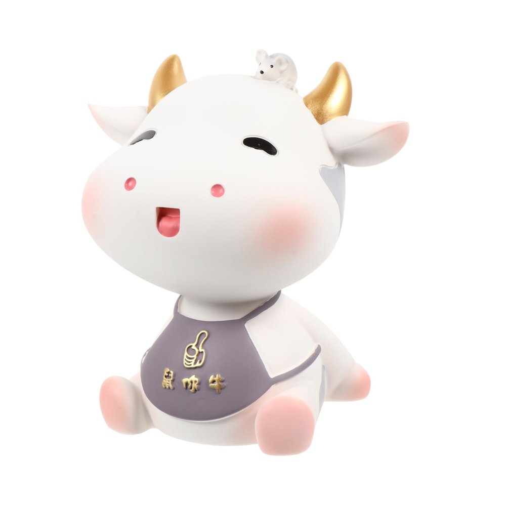 Abaodam Adorable Cow-Shaped Boy Girl Saving Pot Unbreakable Coin Bank for Boy Girl for Birthdays and Festive Occasions Fun and Decorative Money Storage Jar Gray Color