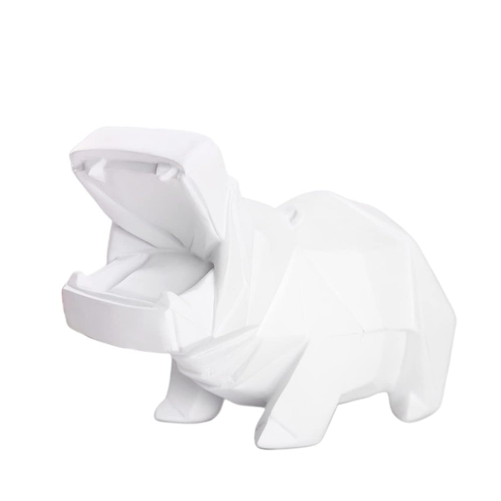 Abaodam Hippo-Shaped Money Box for Creative Desktop Ornament White Saving Pot for Household Adornment Encourages Saving with Cute Design