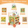 Wooden Activity Cube 6 in 1 Montessori Educational Learning Sensory Toys for 1 Year Old 12-18 Months Boys Girls First Birthday Gifts for Baby Toddler Toys Age 1-2 Bead Maze Shape Sorter Abacus view 2