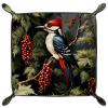 Vintage Bird Flower Dice Tray PU Leather Dice Rolling Tray Folding Dice Holder for Dice Games, Like RPG, DND and Other Table Games view 2