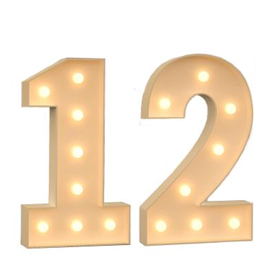 LED Marquee Numbers for Birthday Party Decor, Light Up Mosaic Numbers with Light Bulbs DIY Frame Pre-Cut Foam Board Kit for Anniversary, Wedding Decorations (Color : Number 12, Size : 120CM)