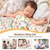 ZURLEFY Animal Newborn Swaddle Blanket, Baby Receiving Blankets with Headband and Beanie Set for Boys Nursery Swaddle Wrap (61-09) view 2