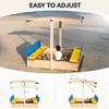 RUNSHED 48x48 Large Wooden Sandbox with Locking Lid & Adjustable Canopy Cover - Outdoor Sand Box for Kids Ages 4-8, Foldable Bench Seats, UV-Resistant Roof, Easy-Drain Bottom Liner view 2