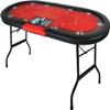 DC DICLASSE Upgrade 10 Player Poker Table, 84" Folding Oval Table with Stainless Steel Coasters & Cushion Rails, Casino Felt Top Texas Hold'em Table, Red view 1
